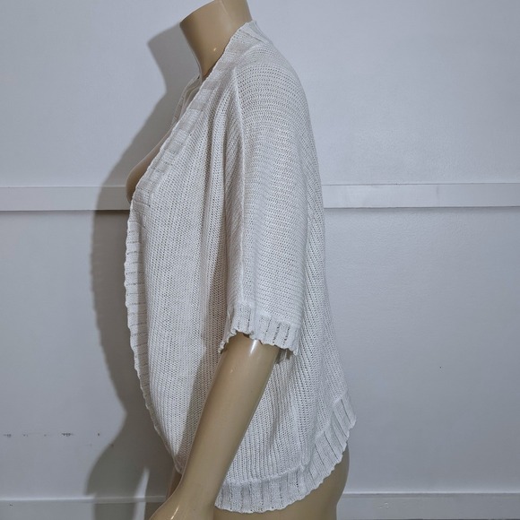 Lauren Ralph Lauren Womens White Knit Open Front Short Sleeve Cardigan One Size - Picture 3 of 9
